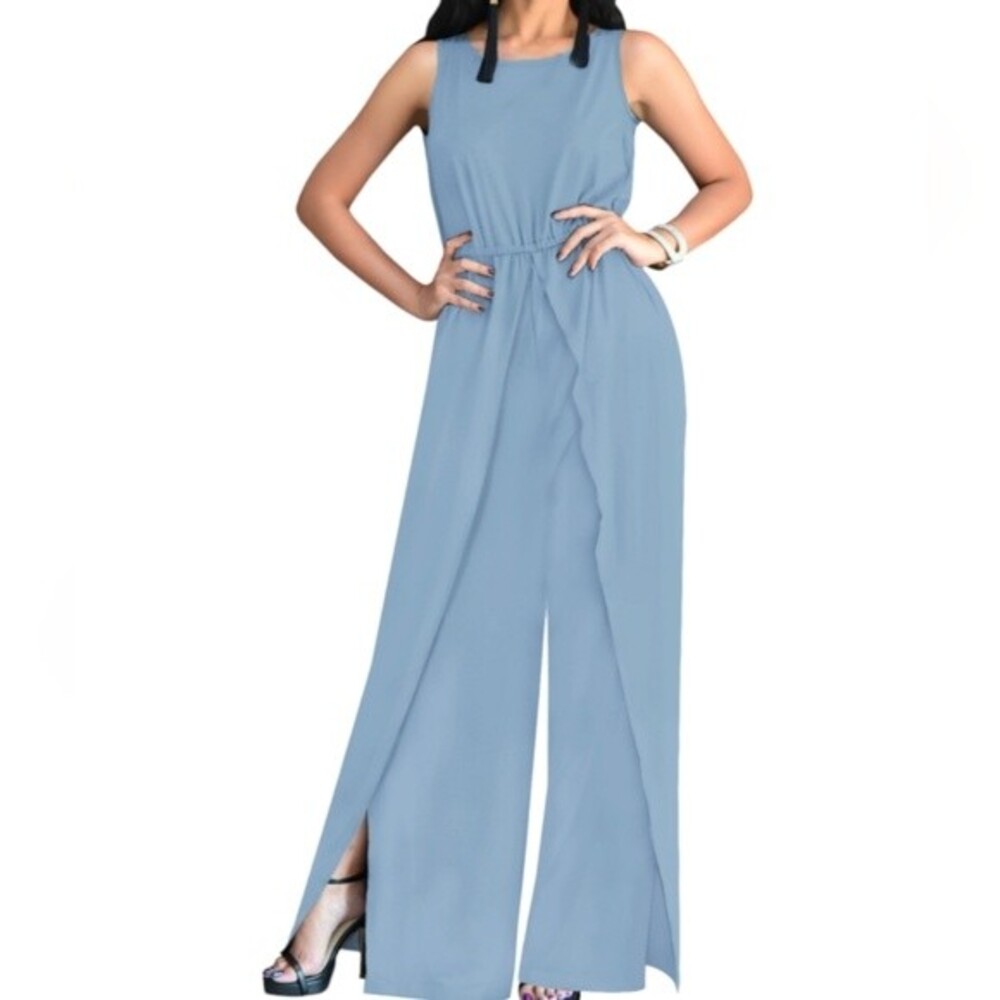 KOH KOH one piece sleeveless cocktail party wide split leg pantsuit romper Med - Picture 2 of 10